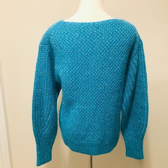 Aritzia Wilfred Blue Boatneck Wool Alpaca Mohair Sweater Size M - Picture 2 of 4